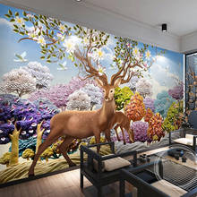 Papel tapiz 3D de estilo nórdico para pared, murales de foto de ciervo de bosque de ensueño para dormitorio de niños, sala de estar, pintura de pared de fondo 3D Fresco 2024 - compra barato