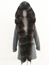 Parka Real Fur Women Park With Natural Fur Fox Fur Collar Rabbit Fur Liner Coat Female Winter Real Fur Jacket with Hood 2020 NEW 2024 - buy cheap