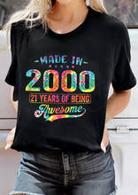 Tie dye camiseta gráfica 21st, dia de aniversário, tendência, verão, mulheres, roupas engraçadas, tops 2024 - compre barato