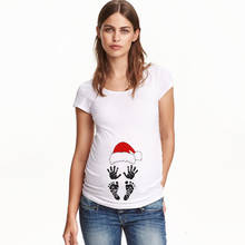 Camiseta engraçada de maternidade, camiseta com manga curta, roupa para grávidas, presente pequeno, natal 2024 - compre barato