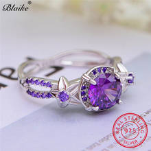 Charm Purple Amethyst Star Flower Ring s925 Sterling Silver Rings For Women Emerald Aquamarine Zircon Promise Engagement Ring Cz 2024 - buy cheap