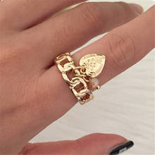 Anillos bonitos de moda para mujer y niña, anillos con forma de corazón y cuentas, de Color dorado, modernos 2024 - compra barato
