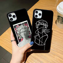 Black Soft Phone Case For iPhone SE 12mini 12pro 11pro Max 7 8 Plus XR Xs Max 12 11PRO Retro Art Line Sculpture TPU cover 2024 - buy cheap