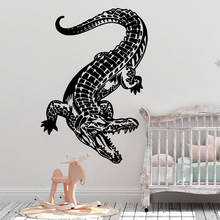Adesivo de parede de crocodilo engraçado, adesivo de arte de parede pvc, adesivo moderno de parede para quartos infantis, decoração removível, decalque de parede 2024 - compre barato