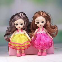 Кукольный домик 16 см, миниатюрные куклы для девочек, милые кукольные Платья принцессы с длинными волосами, подарок на день Святого Валентина, День рождения, аксессуары для кукольного домика 2024 - купить недорого