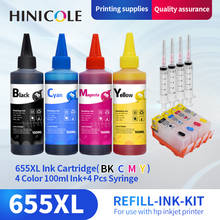 Hinicool-cartucho de tinta recargable para impresora hp, botella de tinta Dey Universal de 4 colores, para hp Deskjet 3525, 4615, 4625, 5525, 6520, 6525, 655 2024 - compra barato