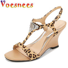 Voesnees 2021 Women's Sandals Fashion Leopard print Wedges Female High Heels 7/10cm Open Toe Strange Style Woman Shoes 2024 - buy cheap