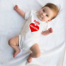 2020 Daddy Is My Valentine Newborn Baby Girls Valentine's Day Bodysuits Casual Short Sleeve Valentine Love Heart Playsuit 0-24M 2024 - buy cheap