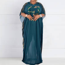 Женское шифоновое платье большого размера с бриллиантовым узором, свободное Зеленое Длинное Вечернее Платье макси, лето 2020, африканская Роба Femme Boho Vestiods 2024 - купить недорого