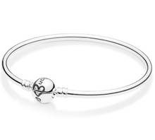 Pulsera de plata de ley 925 Original para mujer, brazalete con forma de corazón negro para el día de la madre, abalorio, joyería artesanal 2024 - compra barato