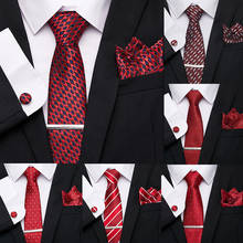 Conjunto de corbatas de seda 7,5 para hombre, corbata de Cachemira a rayas rojas, accesorios de vestir formales de moda, regalo de fiesta de boda, 100% cm 2024 - compra barato