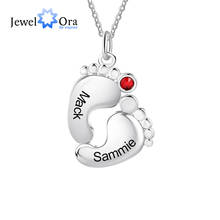 Customized 2 Names Baby Footprint Necklace Personalized Birthstone Engraved Necklaces for Women Gifts (JewelOra NE104081) 2024 - buy cheap