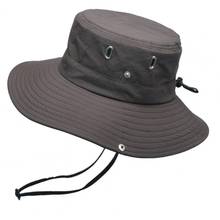 Summer Men Bucket Hat Solid Color Anti Sun Wide Brim Adjustable Hiking Fishing Cap Summer Sun Protection Cap Men's Panama Hat 2024 - buy cheap
