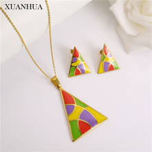 XUANHUA Color Initial Necklace Earrings Set Stainless Steel Jewelry Woman Accessories Fashion Jewelry Gifts For Women 2024 - buy cheap