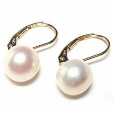 noble jewelry 8-9mm AAA Freshwater White Pearl Lever Back Earrings in 14K Yellow Gold 2024 - buy cheap