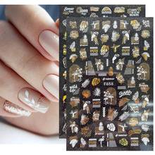 1PC 3D Black White Nail Art Stickers Abstract Geometric Animal Leaf Flower Nail Decal Manicure Decorations Tips 2024 - buy cheap