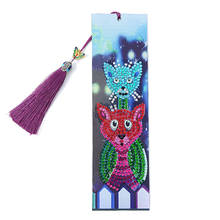 DIY Animal cat Special Shaped Diamond Painting Leather Bookmark Tassel Book Marks Book Page Mark for Books Christmas Gift 2024 - buy cheap
