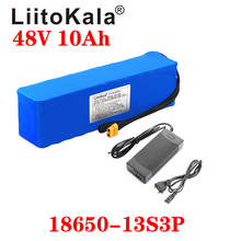 Liitokala-bateria de lítio para bicicleta elétrica, 48v, 10ah, 48v, 2000w, plug + 4.6v, 2a 2024 - compre barato