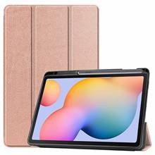 Capa ultrafina dobrável para tablet, proteção em couro pu para samsung galaxy tab s6 lite 10.4 ", sm p610 p615 2024 - compre barato