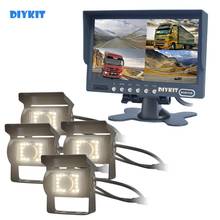 DIYKIT 7 "4 dividir QUAD de monitor de coche de Vista trasera + LED impermeable de marcha atrás cámara de visión trasera para camión 2024 - compra barato