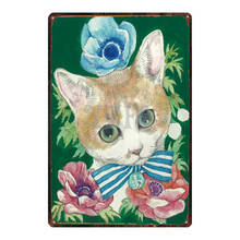 Placa de señal de gato de Metal, cartel Retro de mascota Vintage para pared, Bar, café, arte para el hogar, Decoración Retro, Cuadros, DU-2890 2024 - compra barato