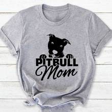 Pitbull camiseta feminina de algodão, camiseta engraçada com estampa de letras, mamãe, gola redonda, presente para meninas 2024 - compre barato