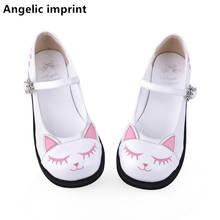 Zapatos de tacón bajo para mujer, calzado de fiesta con estampado angelical mori girl lolita, con cara de gato, 990 2024 - compra barato