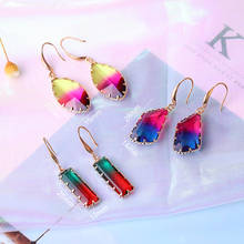 8Seasons New Fashion Handmade Colorful Gradient Irregular Crystal Dangle Earrings Women Party Club Gold Metal Earrings Jewelry 2024 - buy cheap