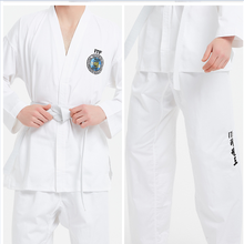 Профессиональная белая униформа ITF для тхэквондо, костюм для студентов, кимоно для боевых искусств, фитнеса с длинным рукавом 2024 - купить недорого