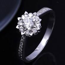 Ювелирные изделия модный цветок белый цирконий серебристый цвет кольцо для женщин обручальные кольца свадебные цветочные кольца вечерние кольца 2024 - купить недорого