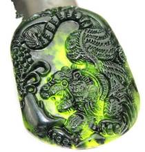Натуральный черный зеленый камень Yu резной китайский красивый тигр подвески-амулеты на удачу + веревка ожерелье мода камень ювелирные изделия оптом 2024 - купить недорого