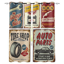 Vintage Car Road Mechanic Poster Window Treatments Curtains Valance Window Curtains Curtain Lights Curtains Outdoor Bedroom 2024 - buy cheap