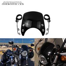 Регулируемое ветровое стекло для мотоцикла, черный компактный спортивный ветрозащитный экран 39 мм-41 мм для Harley Sportster XL 1200 883 04-Up 2024 - купить недорого