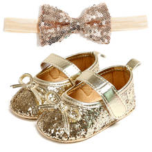 Newborn Baby Girls Shoes with Hair Band PU leather Bowknot First Walkers Spring Princess Shoes Party Wedding Baby Girl Shoes 2024 - buy cheap