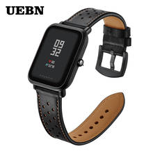 UEBN 20mm Leather Breathable Band Wrist Strap for Xiaomi huami amazfit bip GTS Bracelet Strap for amazfit GTR 42mm Watchband 2024 - buy cheap