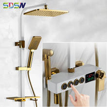 SDSN Thermostatic Shower Set of Copper Brass Bathroom Faucet Mixer 12 Inch Shower Head Black Gold Digital Bath Shower Mixer Set 2024 - buy cheap