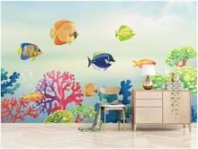 custom photo 3d wallpaper Watercolor Ocean World Little Fish Children's Room home decor 3d wall murals wallpaper for walls 3 d 2024 - buy cheap