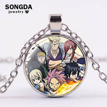 SONGDA Japanese Anime Fairy Tail Necklace Cosplay Cartoon Pattern Glass Cabochon Alloy Pendant Fashion Metal Long Chain Necklace 2024 - buy cheap