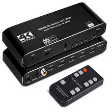 Preto hdmi 2.0 divisor de áudio hd 4 em 1 para fora com 3.5mm de separação de áudio hdmi switcher 4 × 1 4k @ 60hz switcher 2024 - compre barato