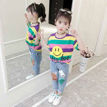 Children Clothes Girls Fall Outfits 2019 New Big Girl Casual Sports Sets Cartoon Print Tops +Jeans Two-piece Sets Clothing 2024 - buy cheap