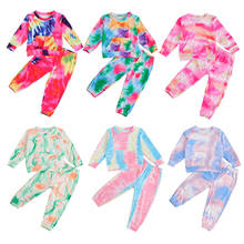 Tie-dye Children Girl Set Toddler Girls Clothes Baby Long Sleeve T-shirt with Large Pocket Trousers for Spring Fall Outfits 2024 - buy cheap