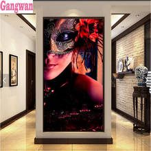 5D diy diamond painting woman mask,full square round diamond embroidery full display mosaic cross stitch Carnival large home art 2024 - buy cheap