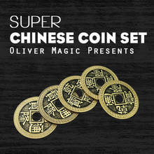 Conjunto de moedas super chineses (qianlong, tamanho ontano), truques de mágica, moedas que aparecem, mágica, ilusionismo, adereços de mágica 2024 - compre barato
