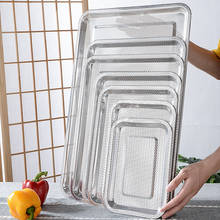 Thickened Stainless Steel Dense Hole Drain Tray Rectangle Frying Oil Filter Pan Fruit Vegetable Storage Dish Kitchen Accessories 2024 - купить недорого