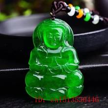 Carved guanyin Jade Pendant Natural Chinese Green Jadeite Necklace Jewellery Fashion Amulet woman man Gifts Sweater Chain 2024 - buy cheap