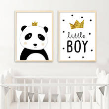 Póster de lona de Panda de dibujos animados para niños, arte de pared, pintura impresa para guardería, decoración nórdica para niños, imágenes, decoración para dormitorio 2024 - compra barato