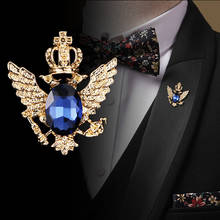 Vintage Angle Wing Double Eagle Badge Men's Retro Suit Coat Rhinestone Brooch Jewelry Luxury Metal Pins and Brooches for Women 2024 - buy cheap