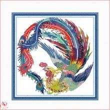 Auspicious Phoenix  Pattern Cross Stitch Animal Embroidery Kit 11CT 14CT Count Printed Fabric Needlework Full Set DIY Sewing 2024 - buy cheap