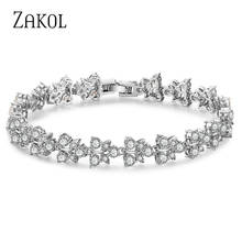 ZAKOL Trendy Flower & Leaf Zirconia Crystal Bracelets For Elegant Bridal Wedding Jewelry bijoux femmes Christmas Gifts FSBP2102 2024 - buy cheap