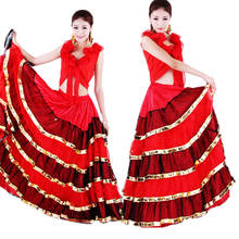 Women Gypsy Skirt Flamenco Dress New Spanish Dance Costumes School Stage Performance Clothes Ladies Red Dresses Party Outfit 2024 - buy cheap